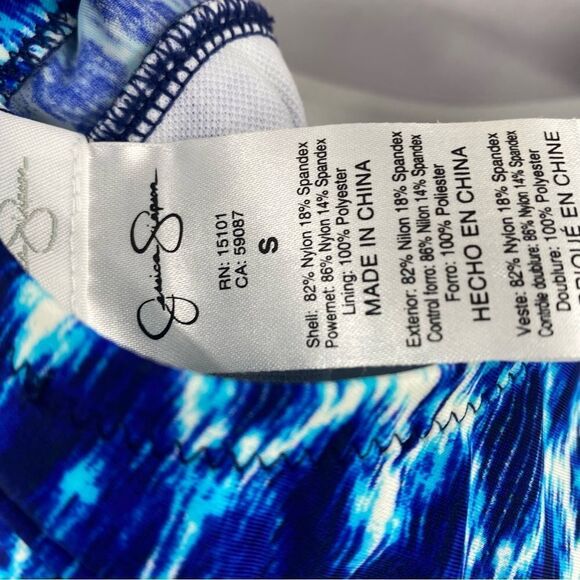 Jessica Simpson Women’s One Piece Blue Geometric Print Swimsuit size S - Picture 3 of 3